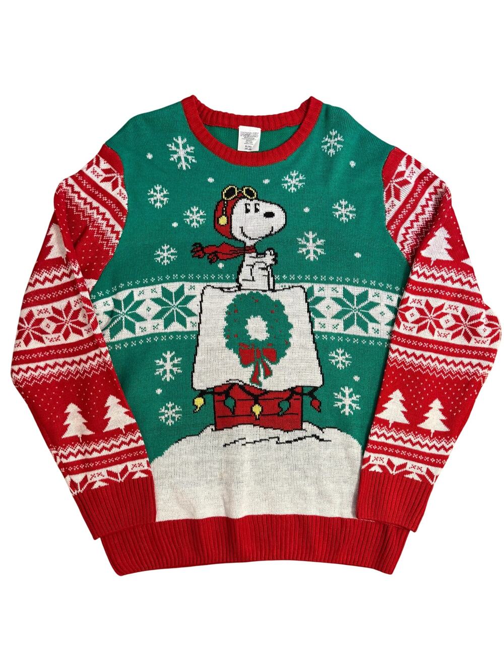 Snoopy Ugly Christmas Sweater Red Baron Dog House Peanuts Holiday Unisex XL
